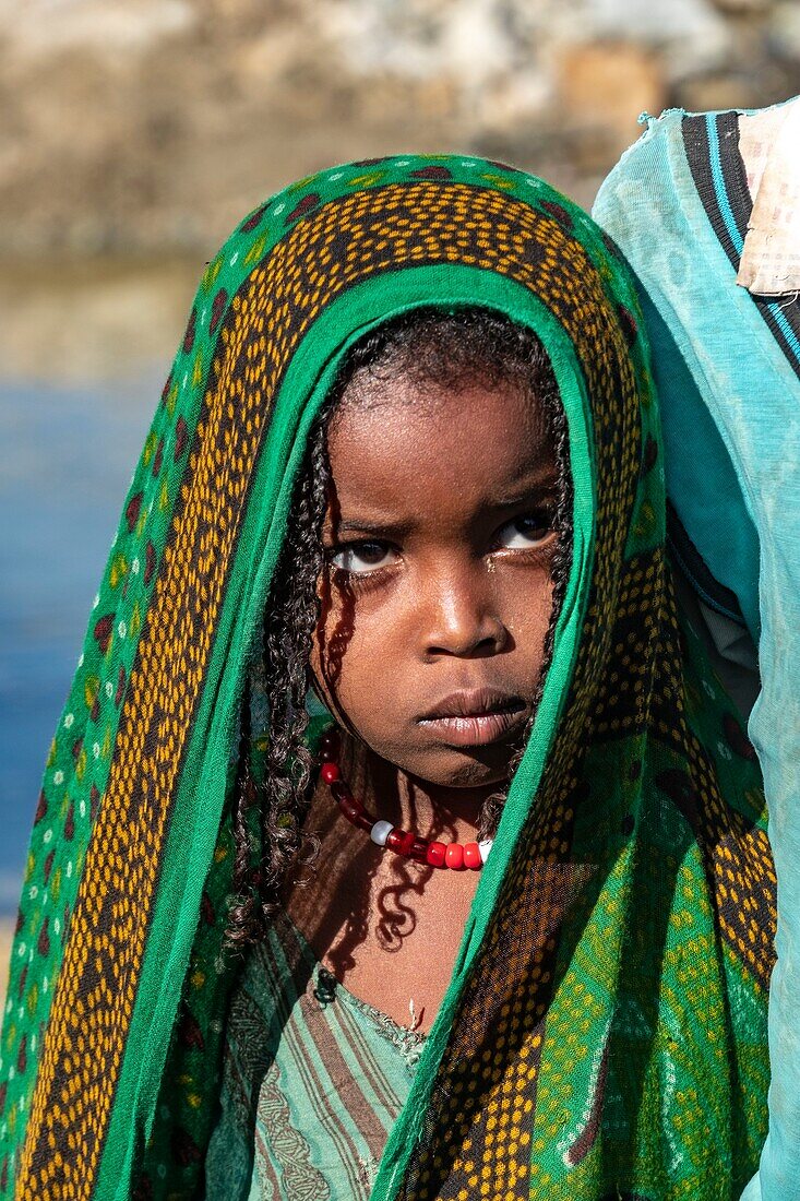 Ethiopia, Afar regional state, wadi Saba, Afar village, young girl