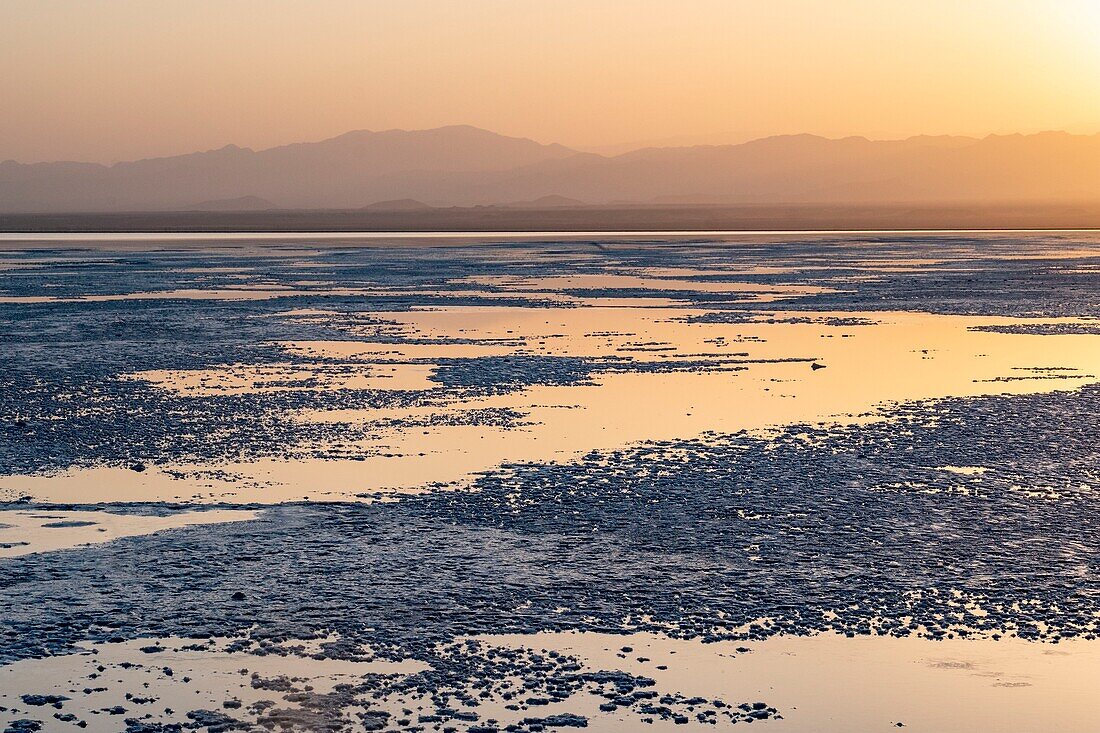 Ethiopia, Afar regional state, Danakil depression, lake Karoum at sunset