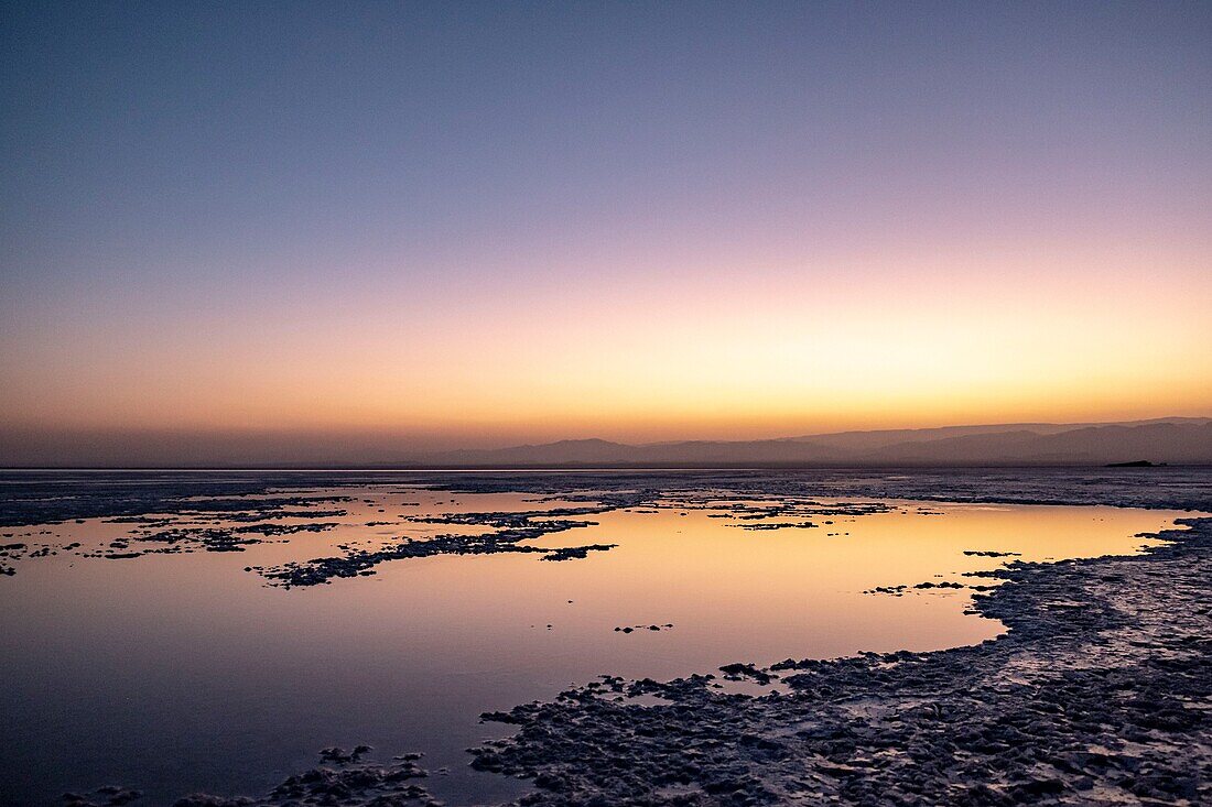 Ethiopia, Afar regional state, Danakil depression, lake Karoum at sunset