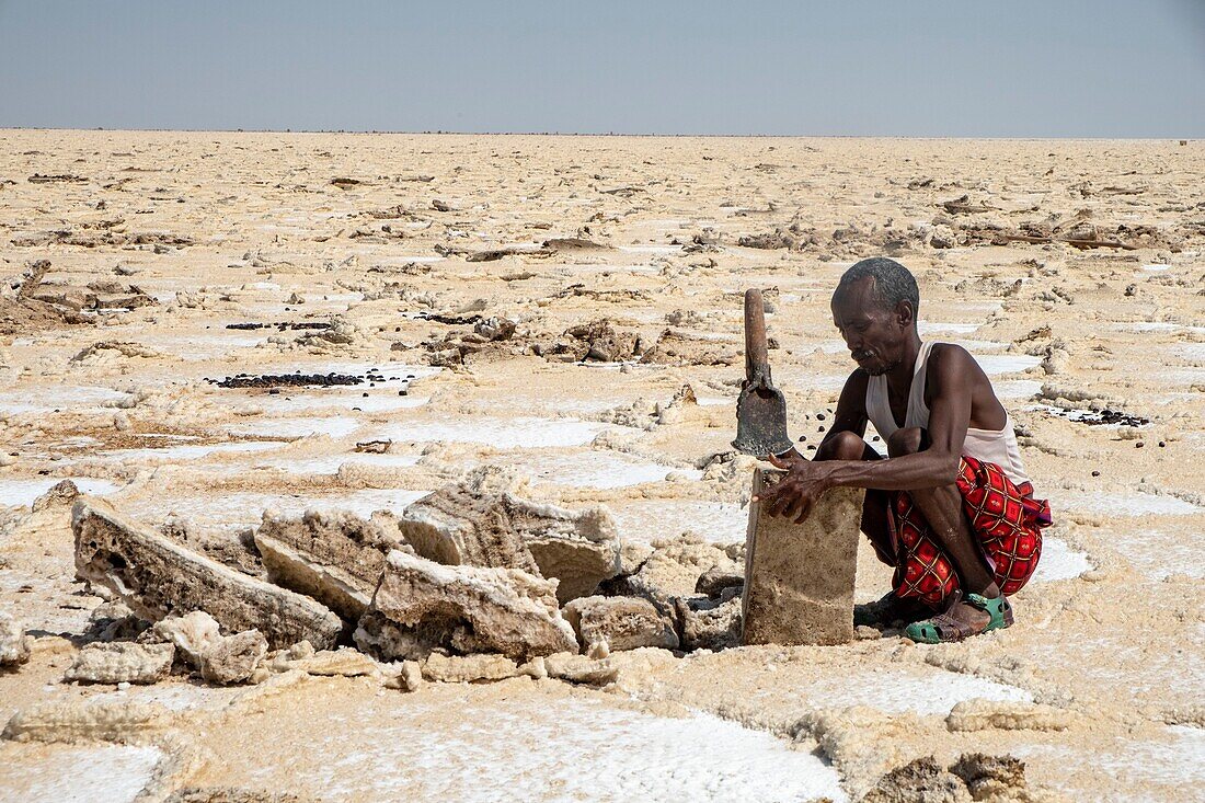 Äthiopien, Afar-Regionalstaat, Danakil-Senke, Karoum-See, Salzmineralien