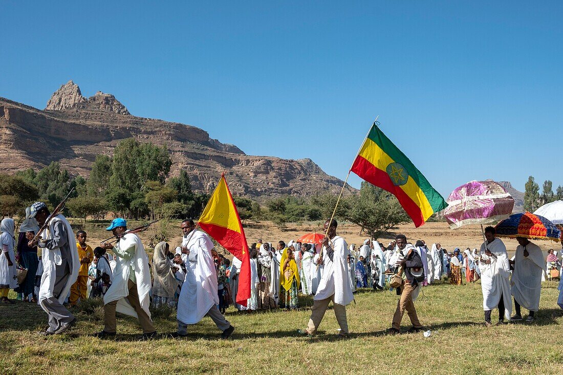 Äthiopien, Regionalstaat Tigray, Gheralta-Gebirge, Timkat-Fest 19. Januar 2019