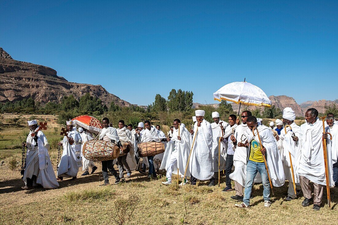 Äthiopien, Regionalstaat Tigray, Gheralta-Gebirge, Timkat-Fest 19. Januar 2019