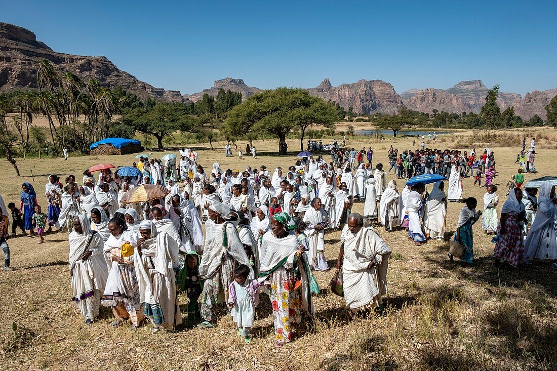 Äthiopien, Regionalstaat Tigray, Gheralta-Gebirge, Timkat-Fest 19. Januar 2019