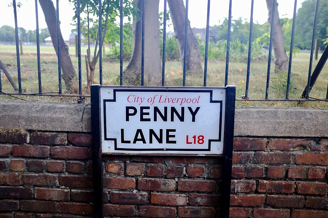 United Kingdom, Liverpool, street sign Penny Lane