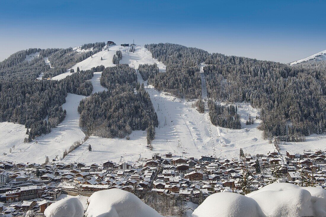 France, Haute Savoie, Chablais massif The doors of the sun Morzine General view with Mount Pléney