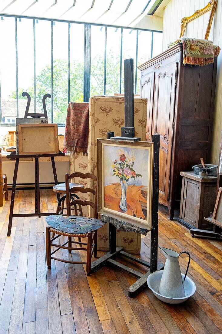 Frankreich, Paris, das Montmartre-Museum in den Gebäuden des Hotels Demarne und des Hauses Bel Air, Atelier von Suzanne Valadon