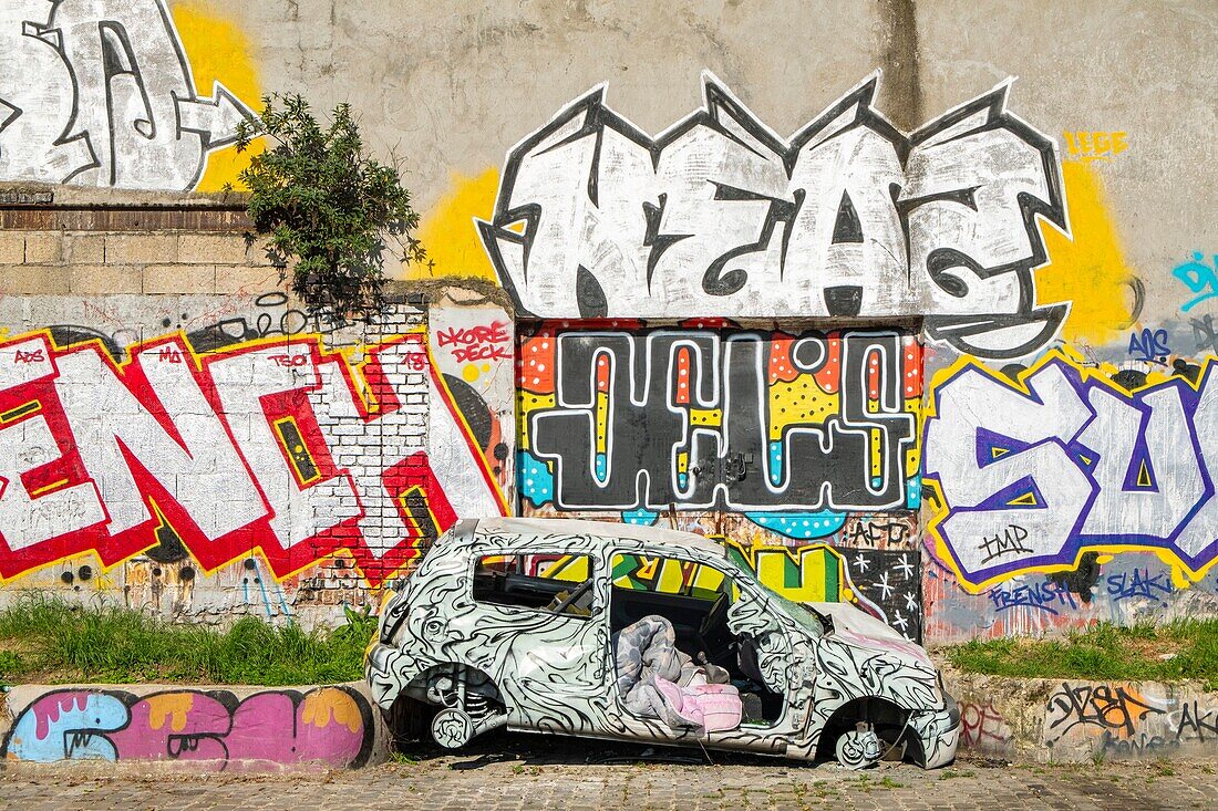 France, Seine Saint Denis, Aubervilliers, the edges of the canal of Saint Denis, street Art