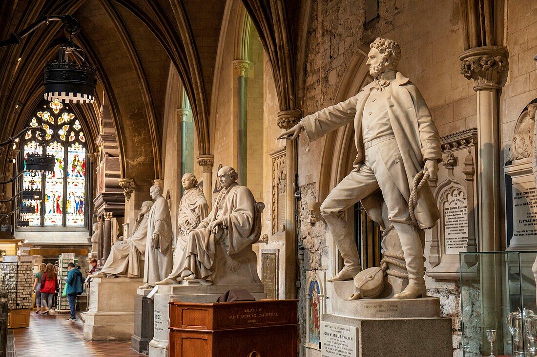 Ireland, Dublin, St. Patrick's Cathedral, statues of famous people