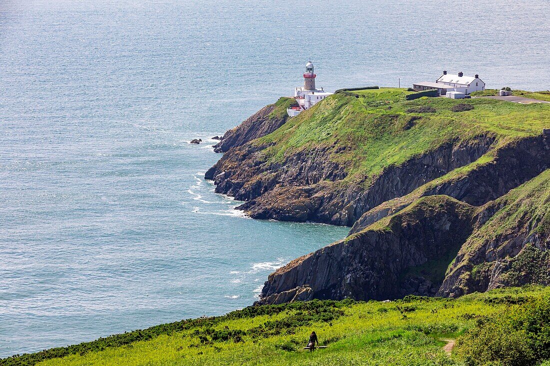 Ireland, Fingal County, Northern Dublin suburbs, Howth, cliff hiking trails, Baily Lighthouse