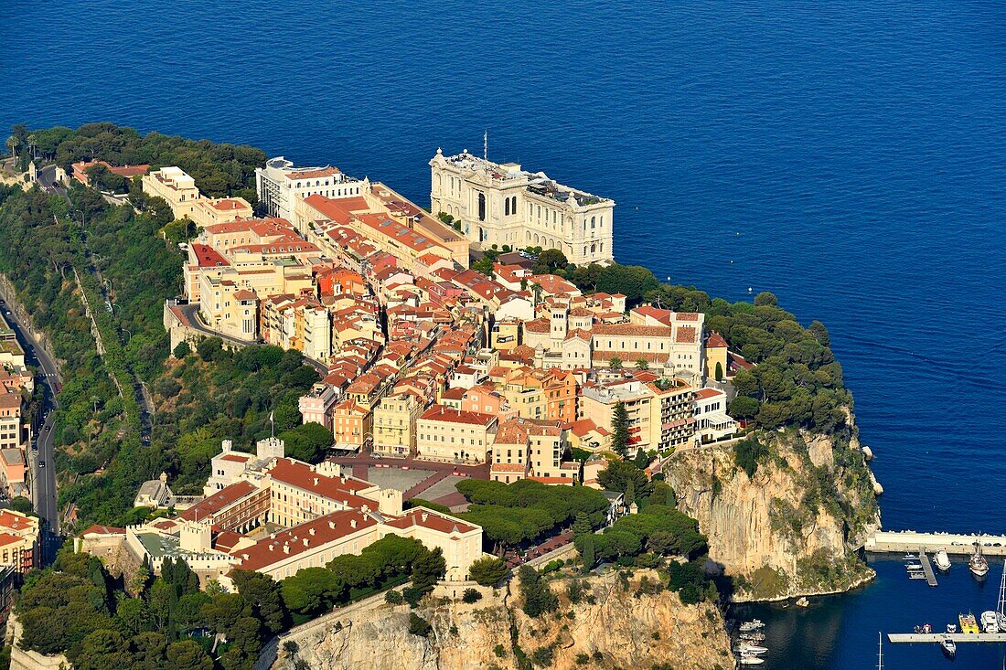 Fürstentum Monaco, Monaco, Der Felsen, der Fürstenpalast und das Ozeanographische Museum