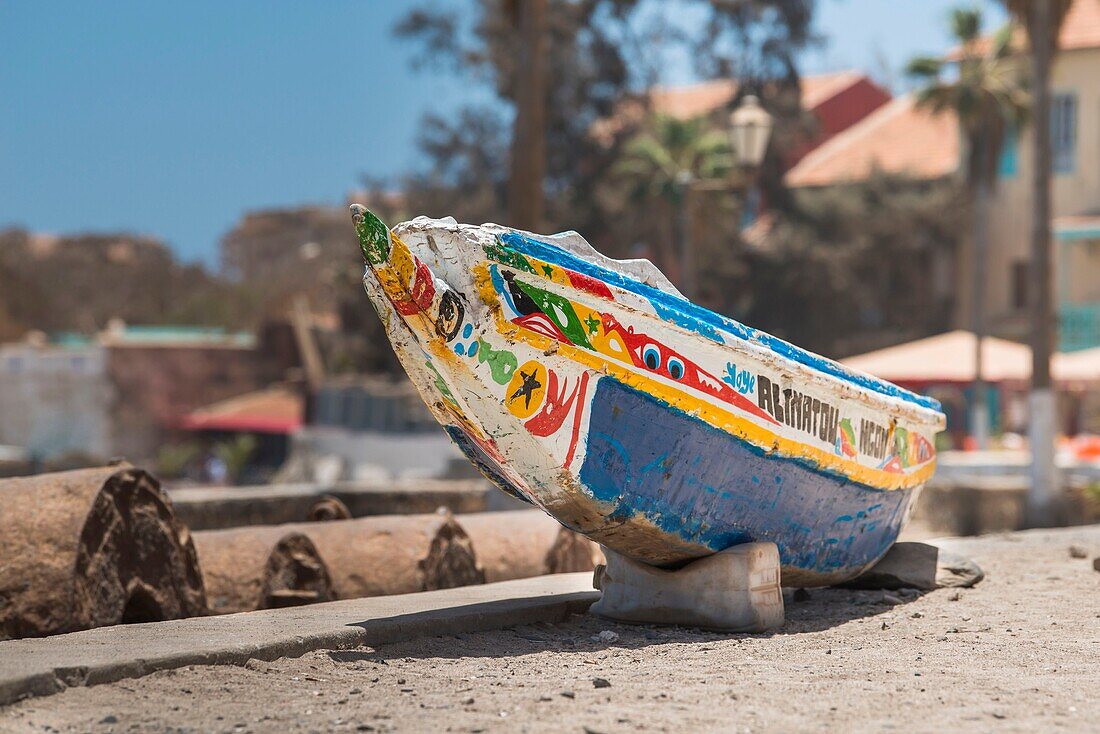 Senegal, Dakar, Goree Island, UNESCO World Heritage Site, Senegales painted pirogues