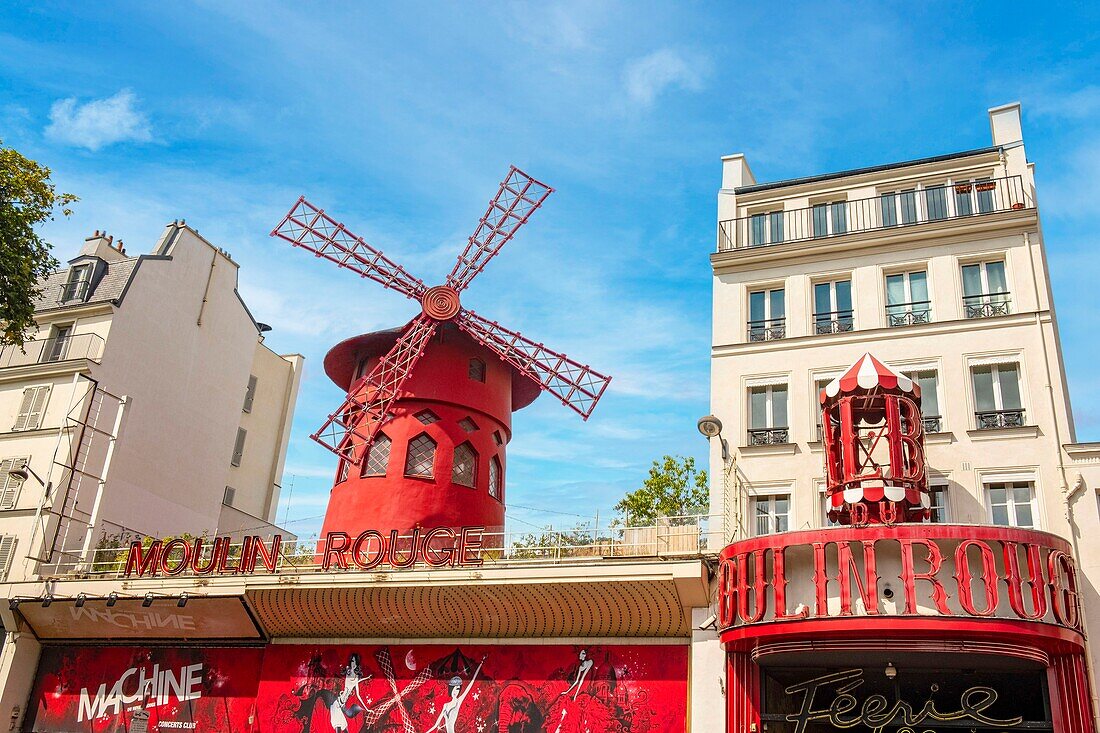 France, Paris, 18th Arrondissement, Boulevard de Clichy, Moulin Rouge cabaret (Moulin Rouge, registered trademark, application for authorization required before any publication)