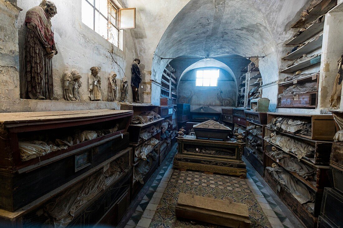 Italy, Sicily, Palermo, catacombs of the Capuchin convent, mumies