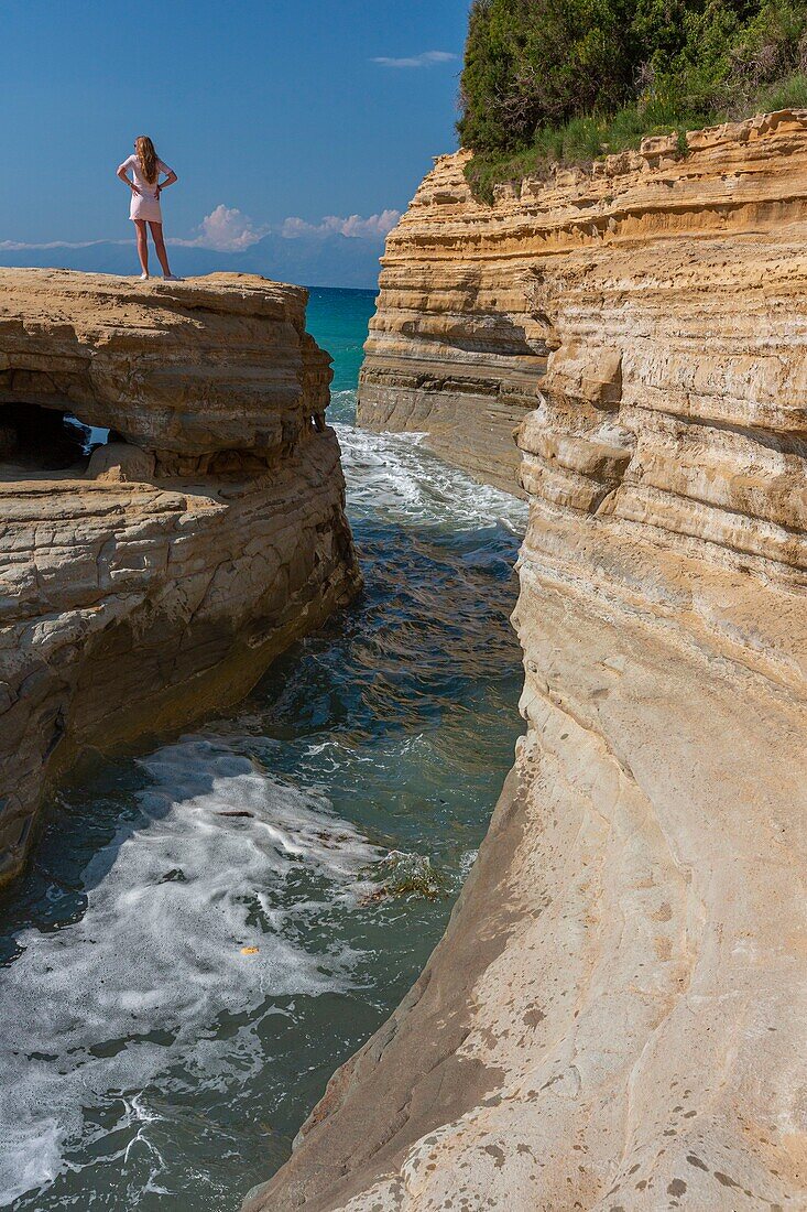 Greece, Ionian Islands, Corfu, North Coast, Sidari, Love Canal beaches