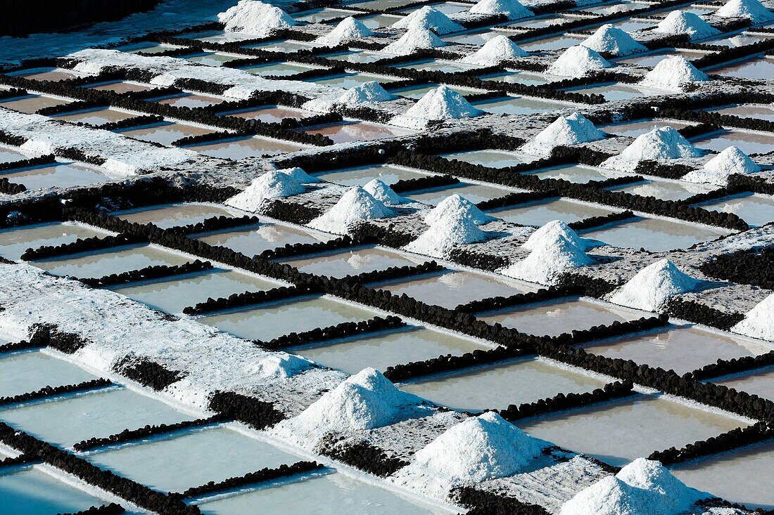 Spain, Canary Islands, La Palma, view of a sea salt saline