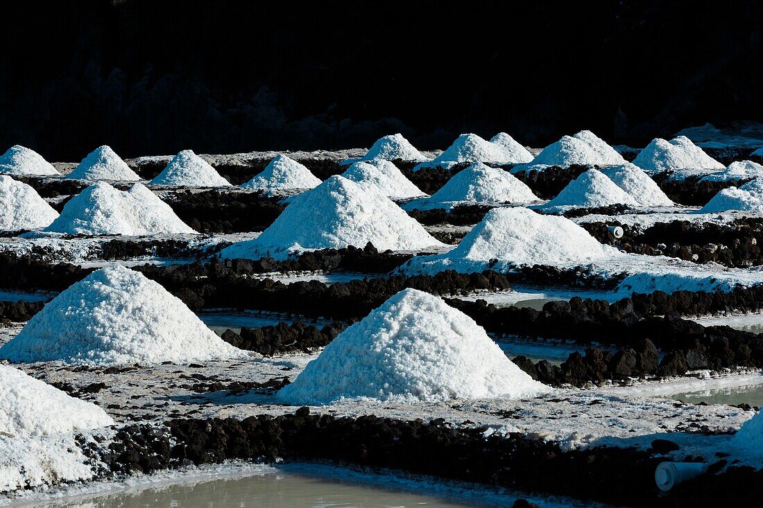 Spain, Canary Islands, La Palma, view of a sea salt saline