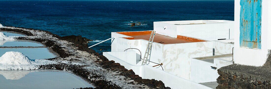 Spain, Canary Islands, La Palma, view of a sea salt saline