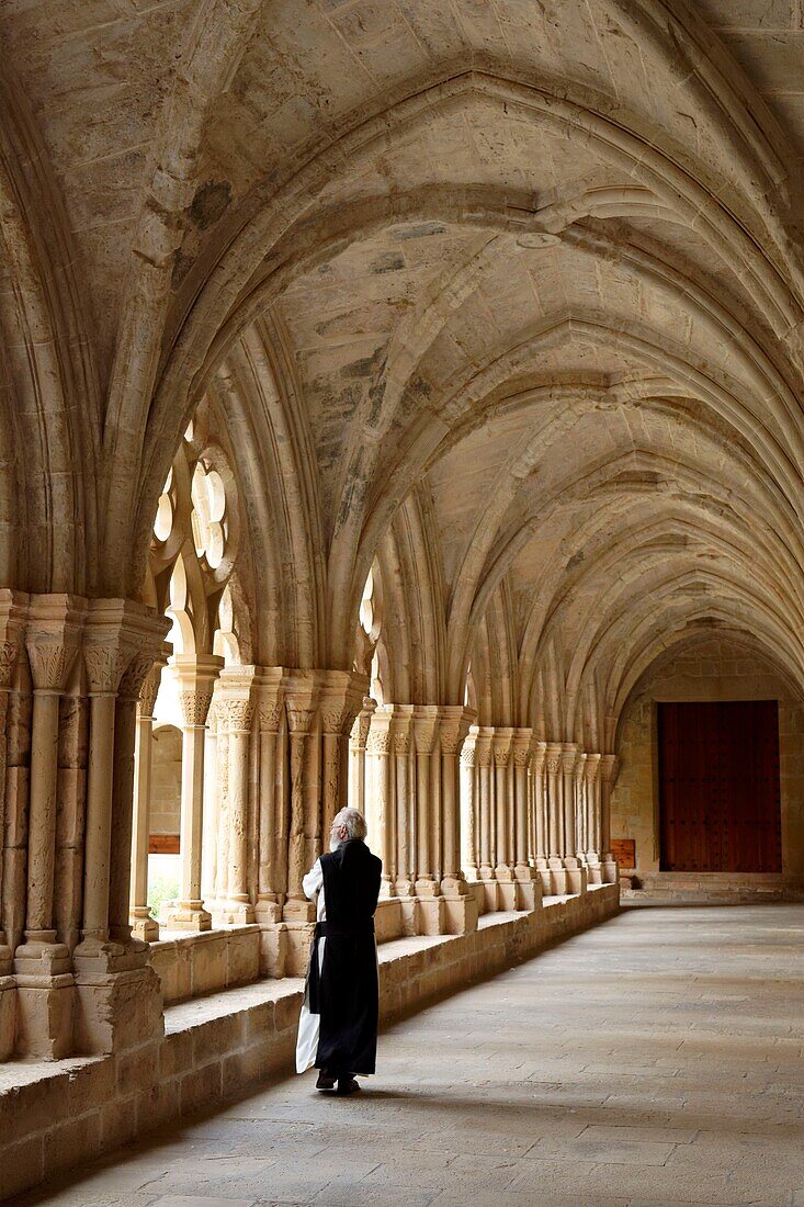 Spain, Catalonia, Tarragona Province, Conca de Barbera comarca, Vimbodi, La ruta del Cister, Monastery Santa Maria de Poblet, listed as World Heritage by UNESCO, the cloister