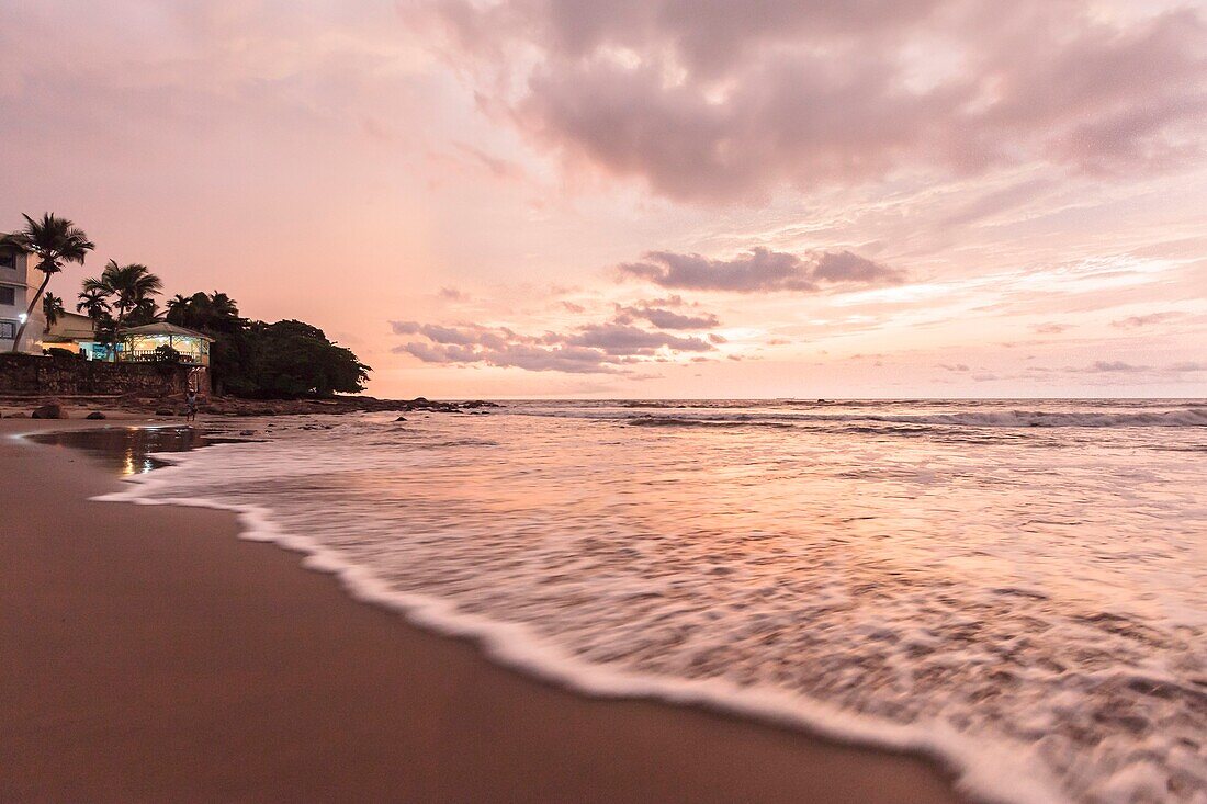 Cameroon, South Region, Ocean Department, Kribi, sunset on the beach