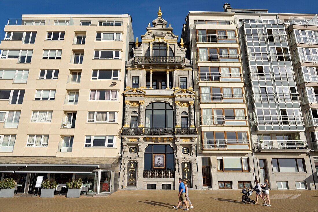 Belgium, West Flanders, Ostend, promenade on the waterfront, famous villa Maritza built in 1885 by architect Antoine Dujardin