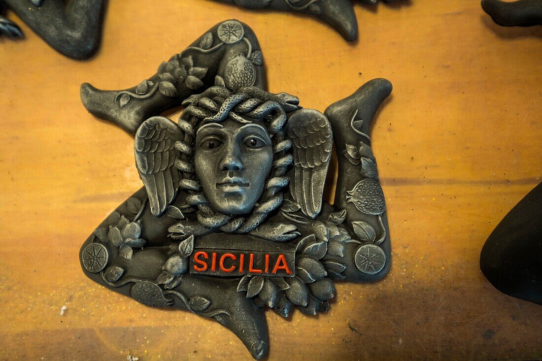 Italy, Sicily, Etna Volcano, figurine symbol of Sicily