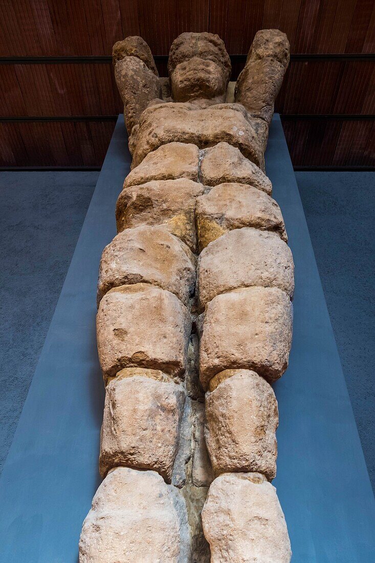 Italy, Sicily, Agrigente, San Nicola archeological museum, above the Valley of the Temples, telamons, giants of stone that supported the ancient buildings