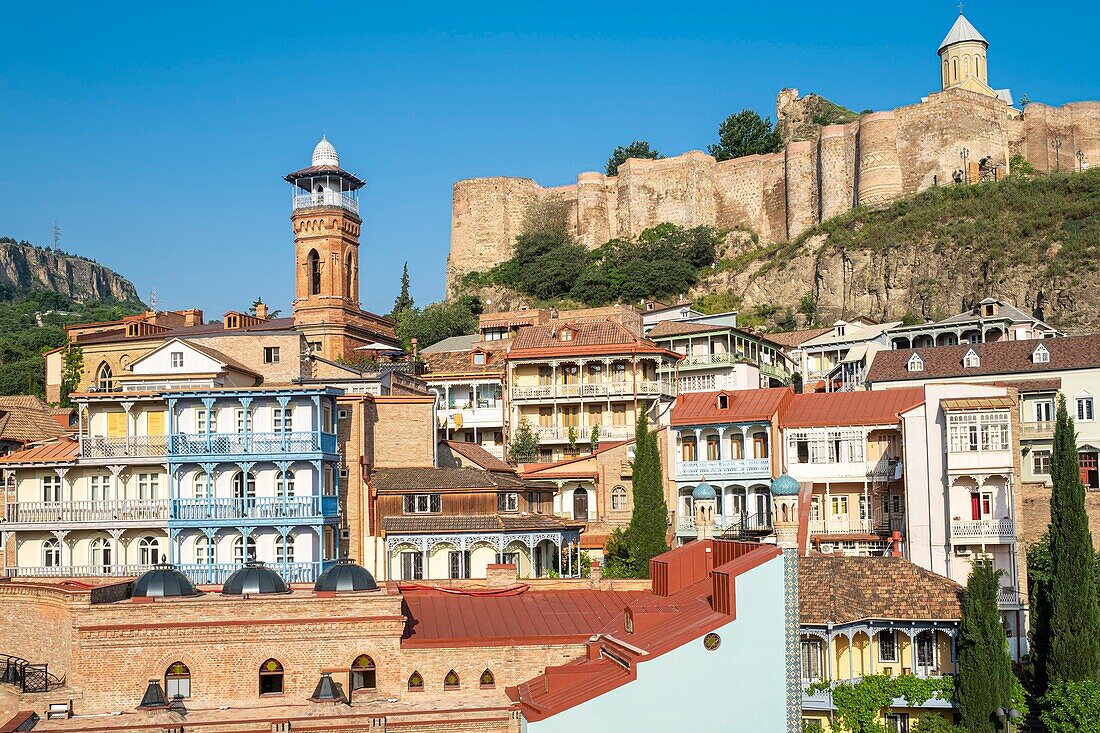 Georgia, Tbilisi, Old Tbilisi or Dzveli Kalaki, Abanotubani district or district of the sulfur baths dominated by Narikala fortress