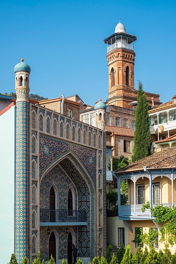 Georgia, Tbilisi, Old Tbilisi or Dzveli Kalaki, Abanotubani district or district of the sulfur baths, Orbeliani baths and the mosque of Tbilisi