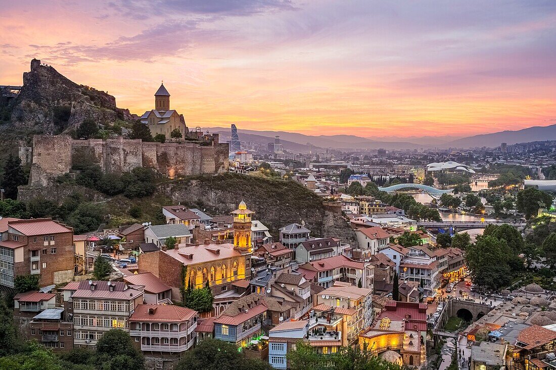 Georgia, Tbilisi, Old Tbilisi or Dzveli Kalaki, Abanotubani district or district of the sulfur baths dominated by Narikala fortress