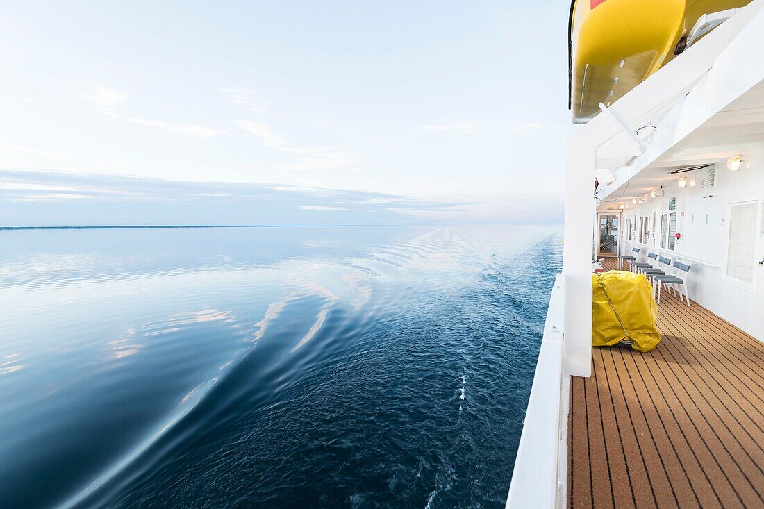 Canada, Ontario, Toronto, Lake Ontario Cruise on Victory 2, sunset from deck