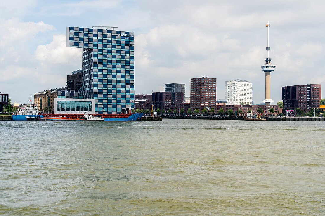 Rotterdam, Netherlands. Skyline of down town west on the north shore of Nieuwe Maas River.