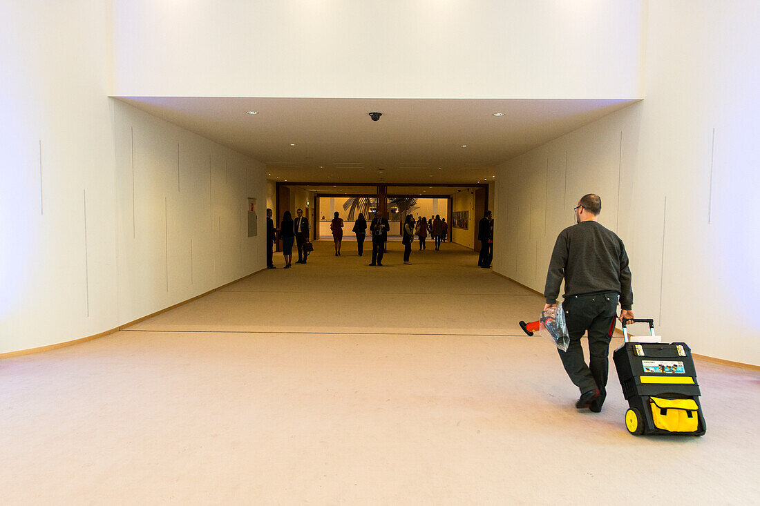 Europäisches Parlament, Brüssel, Belgien. Inneneingang zum Plenarsaal des Parlaments.