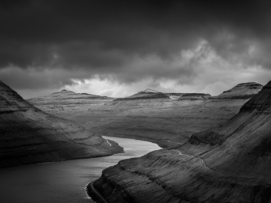 Mountains and fjords, Funningur, Faroe Islands, Denmark, North Atlantic, Europe