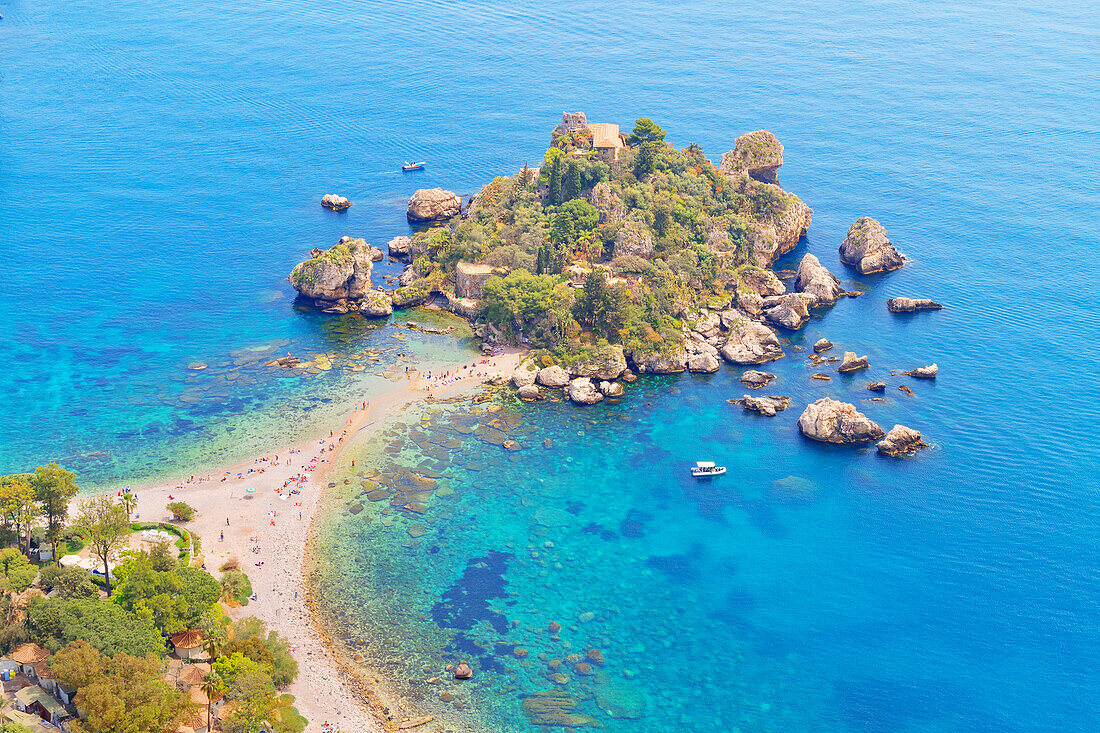 Isola Bella, high angle view, Taormina, Sicily, Italy, Mediterranean, Europe