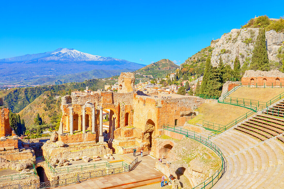 Das griechische Theater, Taormina, Sizilien, Italien, Mittelmeer, Europa