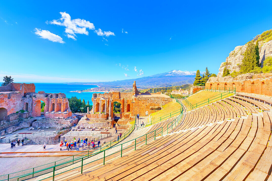 The Greek Theatre, Taormina, Sicily, Italy, Mediterranean, Europe