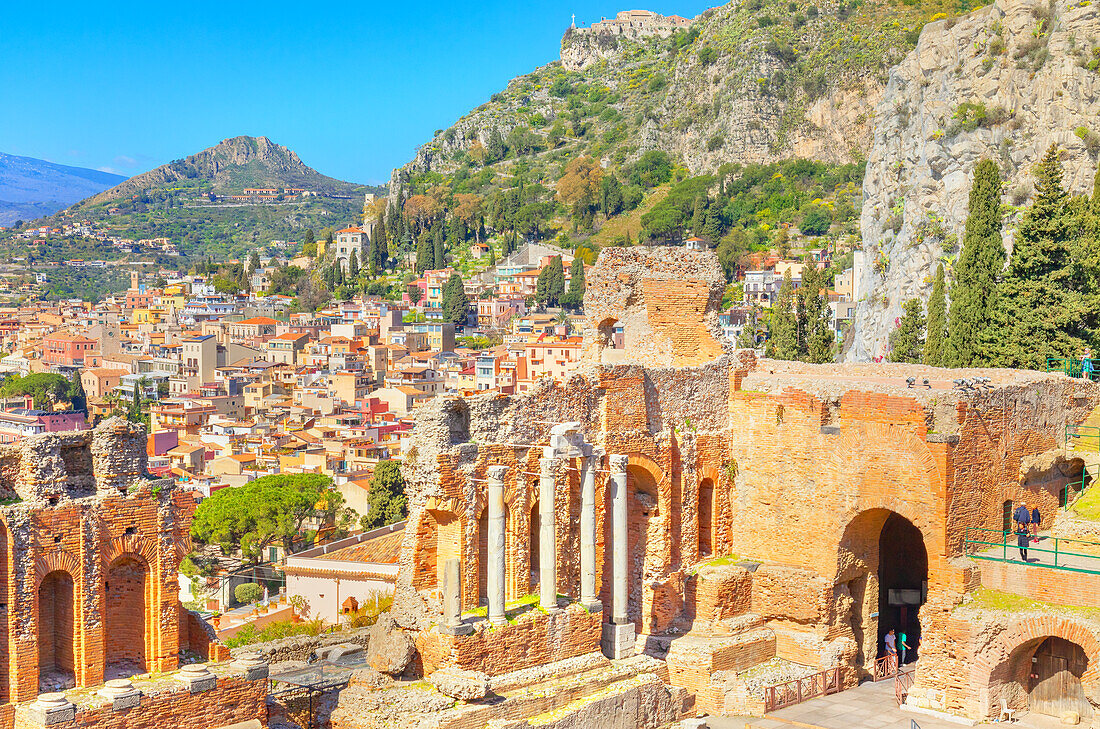 The Greek Theatre, Taormina, Sicily, Italy, Mediterranean, Europe