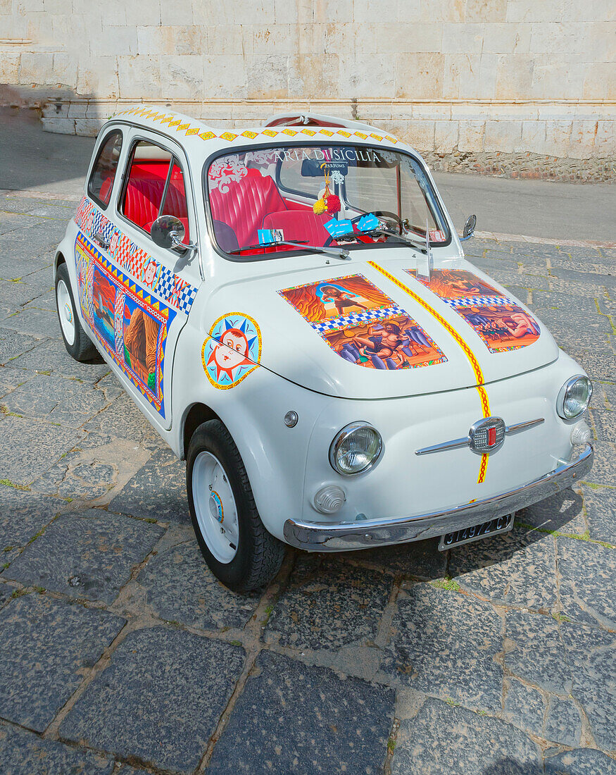 Vintage car, Taormina, Sicily, Italy, Mediterranean, Europe