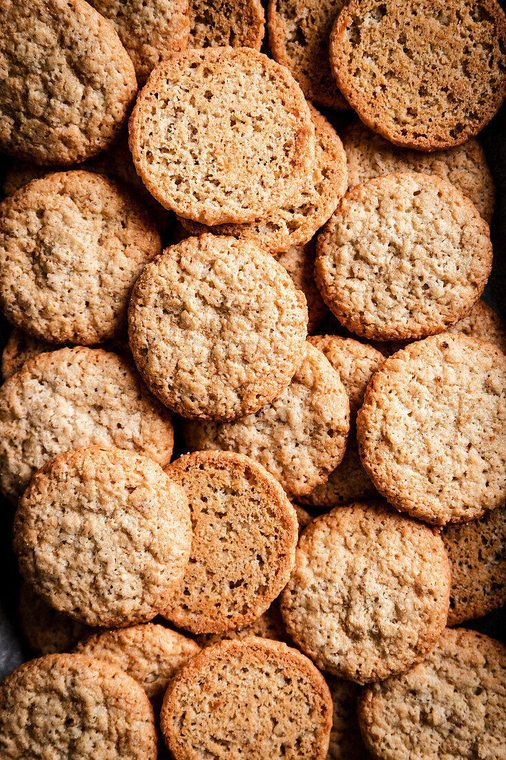 A stack of homemade caramel biscuits