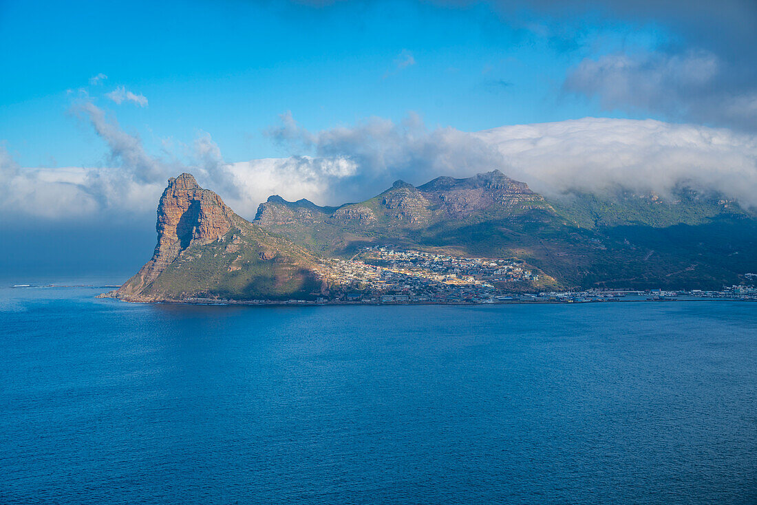 View of Hout Bay from Chapmans Peak Drive, Hout Bay, Table Mountain National Park, Cape Town, Western Cape, South Africa, Africa