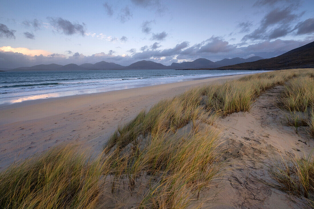 Sand Dunes on Luskentyre Beach and the Harris Hills, Isle of Harris, Outer Hebrides, Scotland, United Kingdom, Europe