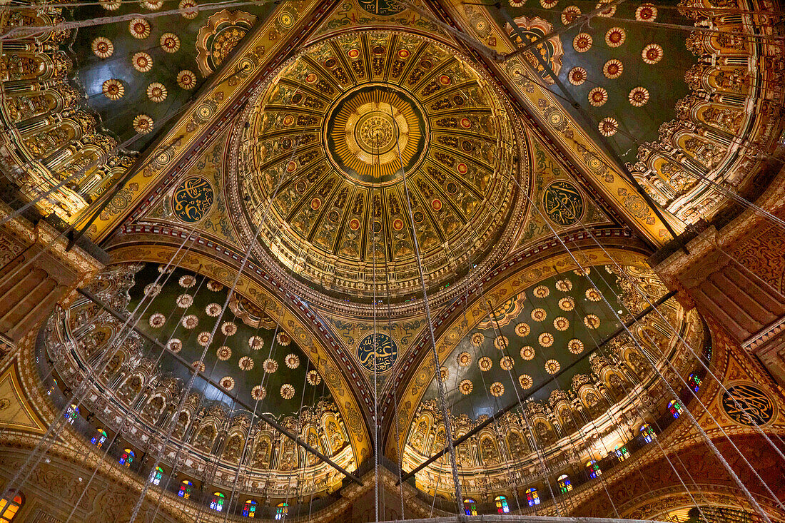 Ceiling, interior, Mosque of Muhammad Ali, 1830, UNESCO World Heritage Site, Citadel, Cairo, Egypt, North Africa, Africa