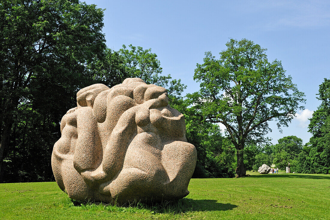 Stone sculpture by Indulis Ranka in the Folk Song park, Turaida Museum Reserve, Sigulda,Gauja National Park, Vidzeme Region, Latvia, Baltic region, Europe