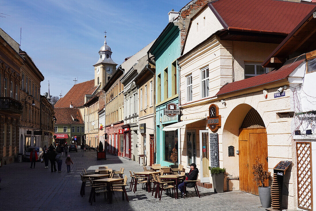 Straßencafé, Kronstadt, Transsilvanien, Rumänien, Europa