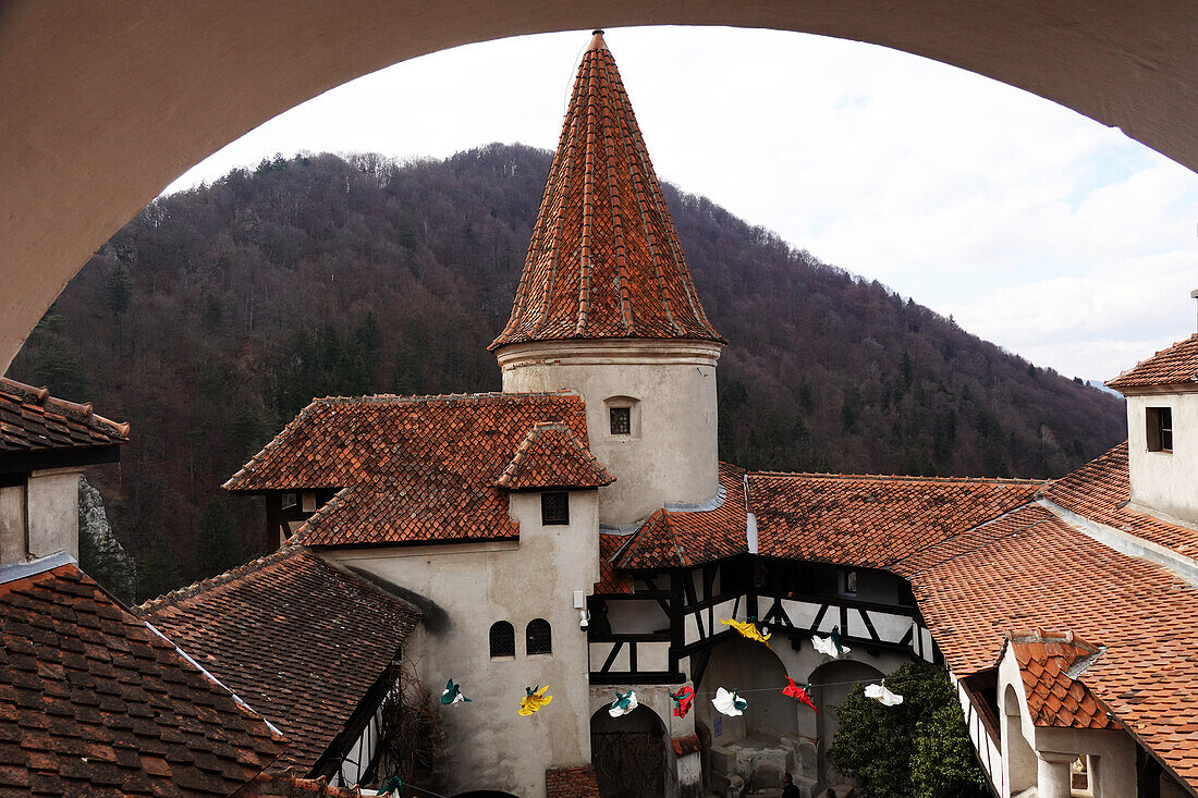 Bran Castle, (Dracula Castle) built by Saxons in 1377 who were given the privilege given by Louis I of Hungary, Bran, near Brasov, Transylvania, Romania, Europe