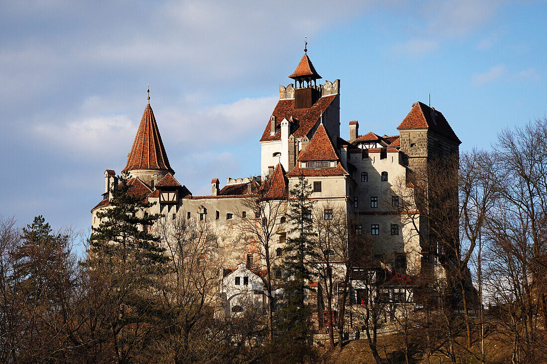 Bran Castle, (Dracula Castle) built by Saxons in 1377 who were given the privilege given by Louis I of Hungary, Bran, near Brasov, Transylvania, Romania, Europe