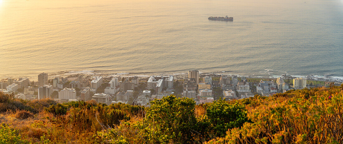 Blick auf Sea Point in Kapstadt vom Signal Hill bei Sonnenuntergang, Kapstadt, Westkap, Südafrika, Afrika