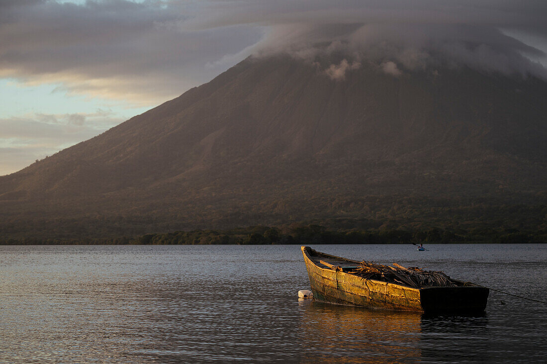 View of Concepcion Volcano at sunset, Ometepe Island, Rivas State, Nicaragua, Central America