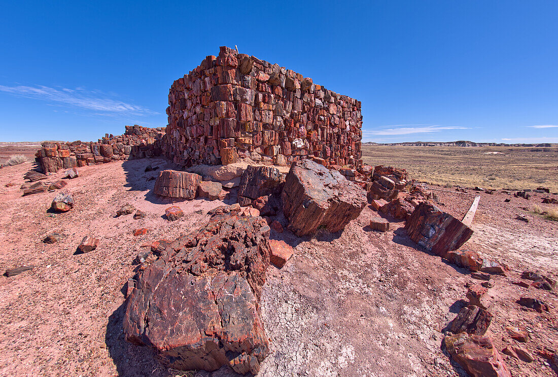 Nahaufnahme des historischen Achat-Hauses im Petrified Forest National Park, Arizona, Vereinigte Staaten von Amerika, Nordamerika