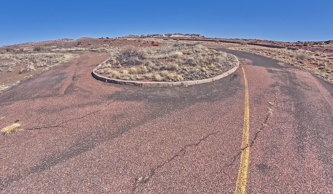 A circular walkway for the Long Logs Trail in Petrified Forest National Park, Arizona, United States of America, North America